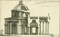 An illustration from Petit uvre d'architecture de Jean Marot, architecte et graveur, ou, Recueil des plans, elevations & coupes de divers anciens edifices de Paris, & de la sépulture des Valois, à S. Denis, avec diverses suites de tombeaux, epitaphes, chapelles, retables d'autels, tabernacles, portes cocheres & autres, &c. & plusieurs petits temples dans le goût antique, qui n'ont jamais paru (1764)