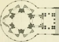 An illustration from Petit uvre d'architecture de Jean Marot, architecte et graveur, ou, Recueil des plans, elevations & coupes de divers anciens edifices de Paris, & de la sépulture des Valois, à S. Denis, avec diverses suites de tombeaux, epitaphes, chapelles, retables d'autels, tabernacles, portes cocheres & autres, &c. & plusieurs petits temples dans le goût antique, qui n'ont jamais paru (1764)