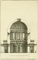 An illustration from Petit uvre d'architecture de Jean Marot, architecte et graveur, ou, Recueil des plans, elevations & coupes de divers anciens edifices de Paris, & de la sépulture des Valois, à S. Denis, avec diverses suites de tombeaux, epitaphes, chapelles, retables d'autels, tabernacles, portes cocheres & autres, &c. & plusieurs petits temples dans le goût antique, qui n'ont jamais paru (1764)