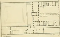 An illustration from Petit uvre d'architecture de Jean Marot, architecte et graveur, ou, Recueil des plans, elevations & coupes de divers anciens edifices de Paris, & de la sépulture des Valois, à S. Denis, avec diverses suites de tombeaux, epitaphes, chapelles, retables d'autels, tabernacles, portes cocheres & autres, &c. & plusieurs petits temples dans le goût antique, qui n'ont jamais paru (1764)