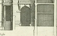 An illustration from Petit uvre d'architecture de Jean Marot, architecte et graveur, ou, Recueil des plans, elevations & coupes de divers anciens edifices de Paris, & de la sépulture des Valois, à S. Denis, avec diverses suites de tombeaux, epitaphes, chapelles, retables d'autels, tabernacles, portes cocheres & autres, &c. & plusieurs petits temples dans le goût antique, qui n'ont jamais paru (1764)