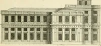 An illustration from Petit uvre d'architecture de Jean Marot, architecte et graveur, ou, Recueil des plans, elevations & coupes de divers anciens edifices de Paris, & de la sépulture des Valois, à S. Denis, avec diverses suites de tombeaux, epitaphes, chapelles, retables d'autels, tabernacles, portes cocheres & autres, &c. & plusieurs petits temples dans le goût antique, qui n'ont jamais paru (1764)