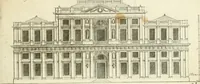 An illustration from Petit uvre d'architecture de Jean Marot, architecte et graveur, ou, Recueil des plans, elevations & coupes de divers anciens edifices de Paris, & de la sépulture des Valois, à S. Denis, avec diverses suites de tombeaux, epitaphes, chapelles, retables d'autels, tabernacles, portes cocheres & autres, &c. & plusieurs petits temples dans le goût antique, qui n'ont jamais paru (1764)