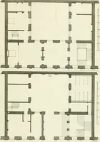 An illustration from Petit uvre d'architecture de Jean Marot, architecte et graveur, ou, Recueil des plans, elevations & coupes de divers anciens edifices de Paris, & de la sépulture des Valois, à S. Denis, avec diverses suites de tombeaux, epitaphes, chapelles, retables d'autels, tabernacles, portes cocheres & autres, &c. & plusieurs petits temples dans le goût antique, qui n'ont jamais paru (1764)