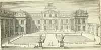 An illustration from Petit uvre d'architecture de Jean Marot, architecte et graveur, ou, Recueil des plans, elevations & coupes de divers anciens edifices de Paris, & de la sépulture des Valois, à S. Denis, avec diverses suites de tombeaux, epitaphes, chapelles, retables d'autels, tabernacles, portes cocheres & autres, &c. & plusieurs petits temples dans le goût antique, qui n'ont jamais paru (1764)