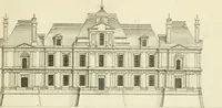 An illustration from Petit uvre d'architecture de Jean Marot, architecte et graveur, ou, Recueil des plans, elevations & coupes de divers anciens edifices de Paris, & de la sépulture des Valois, à S. Denis, avec diverses suites de tombeaux, epitaphes, chapelles, retables d'autels, tabernacles, portes cocheres & autres, &c. & plusieurs petits temples dans le goût antique, qui n'ont jamais paru (1764)
