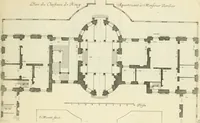 An illustration from Petit uvre d'architecture de Jean Marot, architecte et graveur, ou, Recueil des plans, elevations & coupes de divers anciens edifices de Paris, & de la sépulture des Valois, à S. Denis, avec diverses suites de tombeaux, epitaphes, chapelles, retables d'autels, tabernacles, portes cocheres & autres, &c. & plusieurs petits temples dans le goût antique, qui n'ont jamais paru (1764)