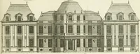 An illustration from Petit uvre d'architecture de Jean Marot, architecte et graveur, ou, Recueil des plans, elevations & coupes de divers anciens edifices de Paris, & de la sépulture des Valois, à S. Denis, avec diverses suites de tombeaux, epitaphes, chapelles, retables d'autels, tabernacles, portes cocheres & autres, &c. & plusieurs petits temples dans le goût antique, qui n'ont jamais paru (1764)