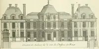 An illustration from Petit uvre d'architecture de Jean Marot, architecte et graveur, ou, Recueil des plans, elevations & coupes de divers anciens edifices de Paris, & de la sépulture des Valois, à S. Denis, avec diverses suites de tombeaux, epitaphes, chapelles, retables d'autels, tabernacles, portes cocheres & autres, &c. & plusieurs petits temples dans le goût antique, qui n'ont jamais paru (1764)