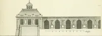 An illustration from Petit uvre d'architecture de Jean Marot, architecte et graveur, ou, Recueil des plans, elevations & coupes de divers anciens edifices de Paris, & de la sépulture des Valois, à S. Denis, avec diverses suites de tombeaux, epitaphes, chapelles, retables d'autels, tabernacles, portes cocheres & autres, &c. & plusieurs petits temples dans le goût antique, qui n'ont jamais paru (1764)