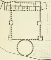 An illustration from Petit uvre d'architecture de Jean Marot, architecte et graveur, ou, Recueil des plans, elevations & coupes de divers anciens edifices de Paris, & de la sépulture des Valois, à S. Denis, avec diverses suites de tombeaux, epitaphes, chapelles, retables d'autels, tabernacles, portes cocheres & autres, &c. & plusieurs petits temples dans le goût antique, qui n'ont jamais paru (1764)