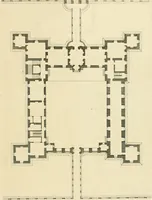 An illustration from Petit uvre d'architecture de Jean Marot, architecte et graveur, ou, Recueil des plans, elevations & coupes de divers anciens edifices de Paris, & de la sépulture des Valois, à S. Denis, avec diverses suites de tombeaux, epitaphes, chapelles, retables d'autels, tabernacles, portes cocheres & autres, &c. & plusieurs petits temples dans le goût antique, qui n'ont jamais paru (1764)
