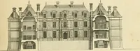 An illustration from Petit uvre d'architecture de Jean Marot, architecte et graveur, ou, Recueil des plans, elevations & coupes de divers anciens edifices de Paris, & de la sépulture des Valois, à S. Denis, avec diverses suites de tombeaux, epitaphes, chapelles, retables d'autels, tabernacles, portes cocheres & autres, &c. & plusieurs petits temples dans le goût antique, qui n'ont jamais paru (1764)