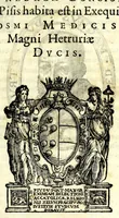 An illustration from Petri Angelii Bargaei Laudatio ad fvnebrem concionem quae Pisis habita est in exequiis Cosmi Medicis magni Hetruriae dvcis (1574)