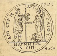 An illustration from Petri Petiti, philosophi, & Doct. medici De Amazonibus dissertatio, : quâ an verè extiterint, necne, variis ultro citroque conjecturis & argumentis disputatur. Multa etiam ad eam gentem pertinentia, ex antiquis monumentis eruuntur atque illustrantur (1685)