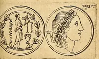 An illustration from Petri Petiti, philosophi, & Doct. medici De Amazonibus dissertatio, : quâ an verè extiterint, necne, variis ultro citroque conjecturis & argumentis disputatur. Multa etiam ad eam gentem pertinentia, ex antiquis monumentis eruuntur atque illustrantur (1685)