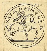 An illustration from Petri Petiti, philosophi, & Doct. medici De Amazonibus dissertatio, : quâ an verè extiterint, necne, variis ultro citroque conjecturis & argumentis disputatur. Multa etiam ad eam gentem pertinentia, ex antiquis monumentis eruuntur atque illustrantur (1685)