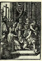 An illustration from Petrou Kanisiou tou tēs Etaireias Iēsou theologou Katēchismos eikonismenos (1613)