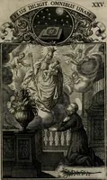 An illustration from Philosophia sacra, sive, Vita divi Stanislai Kostka, Soc. Jesu : iconismis et documentis moralibus illustr[a]ta, ac ejusdem divi praeviis apotheoseos honoribus humillimè consecrata (1715)