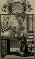 Picture 34 of 45 from Philosophia sacra, sive, Vita divi Stanislai Kostka, Soc. Jesu : iconismis et documentis moralibus illustr[a]ta, ac ejusdem divi praeviis apotheoseos honoribus humillimè consecrata (1715), leaf 182