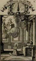 An illustration from Philosophia sacra, sive, Vita divi Stanislai Kostka, Soc. Jesu : iconismis et documentis moralibus illustr[a]ta, ac ejusdem divi praeviis apotheoseos honoribus humillimè consecrata (1715)