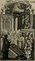 An illustration from Philosophia sacra, sive, Vita divi Stanislai Kostka, Soc. Jesu : iconismis et documentis moralibus illustr[a]ta, ac ejusdem divi praeviis apotheoseos honoribus humillimè consecrata (1715)