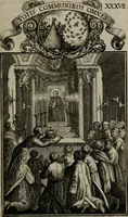 An illustration from Philosophia sacra, sive, Vita divi Stanislai Kostka, Soc. Jesu : iconismis et documentis moralibus illustr[a]ta, ac ejusdem divi praeviis apotheoseos honoribus humillimè consecrata (1715)