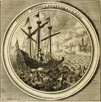An illustration from Meteorologia philosophico-politica : in duodecim dissertationes per quaestiones meteorologicas & conclusiones politicas divisa, appositisque symbolis illustrata ... (1698)