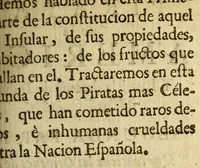 An illustration from Piratas de la America. : Y luz à la defensa de las costas de Indias occidentales, dedicado al muy noble señor Don Ricardo de Whyte, cavallero del Orden militar de Calatrava &c. (1682)