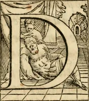 An illustration from Pittvre del Doni, academico pellegrino : nelle quali si mostra di nuoua inuentione : amore, fortuna, tempo, castità, religione, sdegno, riforma, morte, sonno & sogno, huomo, republica, & magnanimità : divise in due trattati : libro primo (1564)