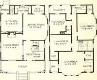 An illustration from The plan book of American dwellings : being a compilation of original home designs, showing actual photographic exteriors and floor plans of moderately priced bungalows, cottages, residences (1914)