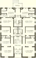 An illustration from The plan book of American dwellings : being a compilation of original home designs, showing actual photographic exteriors and floor plans of moderately priced bungalows, cottages, residences (1914)