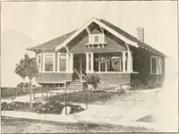 An illustration from The plan book of American dwellings : being a compilation of original home designs, showing actual photographic exteriors and floor plans of moderately priced bungalows, cottages, residences (1914)