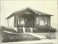 An illustration from The plan book of American dwellings : being a compilation of original home designs, showing actual photographic exteriors and floor plans of moderately priced bungalows, cottages, residences (1914)