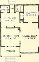 An illustration from The plan book of American dwellings : being a compilation of original home designs, showing actual photographic exteriors and floor plans of moderately priced bungalows, cottages, residences (1914)