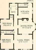 An illustration from The plan book of American dwellings : being a compilation of original home designs, showing actual photographic exteriors and floor plans of moderately priced bungalows, cottages, residences (1914)