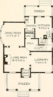 An illustration from The plan book of American dwellings : being a compilation of original home designs, showing actual photographic exteriors and floor plans of moderately priced bungalows, cottages, residences (1914)