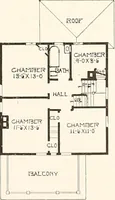 An illustration from The plan book of American dwellings : being a compilation of original home designs, showing actual photographic exteriors and floor plans of moderately priced bungalows, cottages, residences (1914)