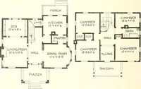 An illustration from The plan book of American dwellings : being a compilation of original home designs, showing actual photographic exteriors and floor plans of moderately priced bungalows, cottages, residences (1914)