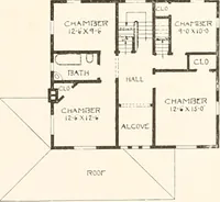 An illustration from The plan book of American dwellings : being a compilation of original home designs, showing actual photographic exteriors and floor plans of moderately priced bungalows, cottages, residences (1914)