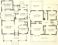 An illustration from The plan book of American dwellings : being a compilation of original home designs, showing actual photographic exteriors and floor plans of moderately priced bungalows, cottages, residences (1914)