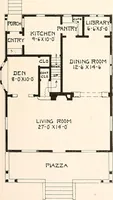 An illustration from The plan book of American dwellings : being a compilation of original home designs, showing actual photographic exteriors and floor plans of moderately priced bungalows, cottages, residences (1914)