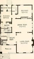 An illustration from The plan book of American dwellings : being a compilation of original home designs, showing actual photographic exteriors and floor plans of moderately priced bungalows, cottages, residences (1914)