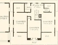 An illustration from The plan book of American dwellings : being a compilation of original home designs, showing actual photographic exteriors and floor plans of moderately priced bungalows, cottages, residences (1914)