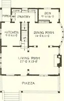 An illustration from The plan book of American dwellings : being a compilation of original home designs, showing actual photographic exteriors and floor plans of moderately priced bungalows, cottages, residences (1914)