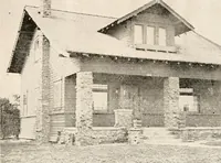An illustration from The plan book of American dwellings : being a compilation of original home designs, showing actual photographic exteriors and floor plans of moderately priced bungalows, cottages, residences (1914)