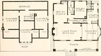 An illustration from The plan book of American dwellings : being a compilation of original home designs, showing actual photographic exteriors and floor plans of moderately priced bungalows, cottages, residences (1914)