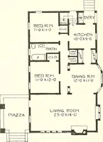 An illustration from The plan book of American dwellings : being a compilation of original home designs, showing actual photographic exteriors and floor plans of moderately priced bungalows, cottages, residences (1914)