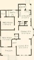 An illustration from The plan book of American dwellings : being a compilation of original home designs, showing actual photographic exteriors and floor plans of moderately priced bungalows, cottages, residences (1914)