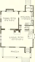 An illustration from The plan book of American dwellings : being a compilation of original home designs, showing actual photographic exteriors and floor plans of moderately priced bungalows, cottages, residences (1914)